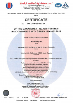 Certifikát SMK - ČSN EN ISO 9001_2016_EN | Certifikáty