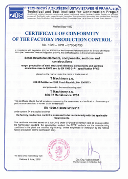 Certifikát SŘV ČSN EN 1090-2+A1_EN | Certifikáty EN